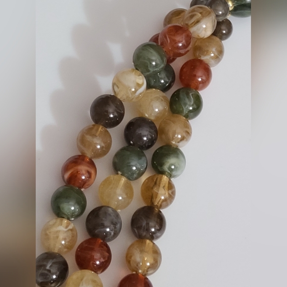 Vintage BEAUTIFUL necklace brooch lisner lucite 3 strand 18" estate beaded vtg - Picture 8 of 12